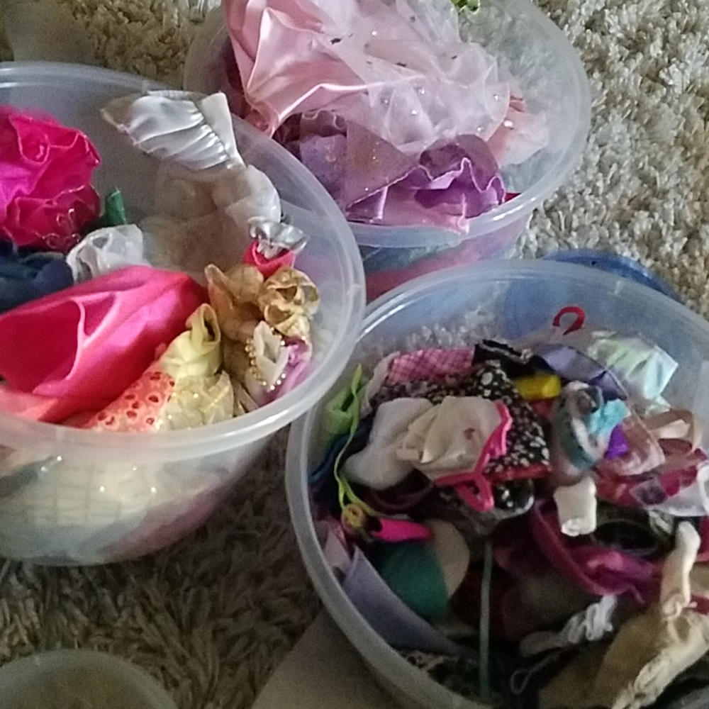 3 huge tubs full of 1982-2003 barbie accessories